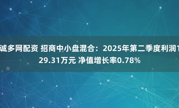 诚多网配资 招商中小盘混合：2025年第二季度利润129.31万元 净值增长率0.78%
