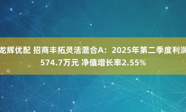 龙辉优配 招商丰拓灵活混合A：2025年第二季度利润574.7万元 净值增长率2.55%